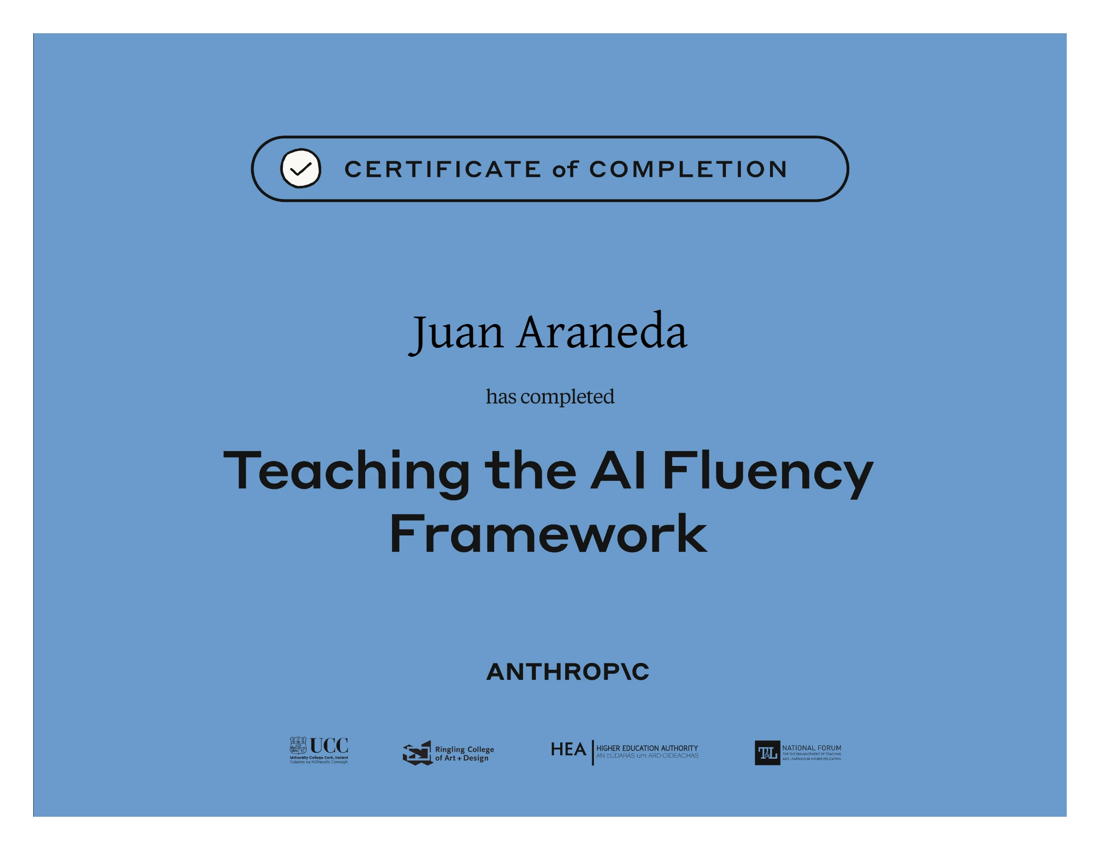 Certificado de Anthropic Academy: Teaching the AI Fluency Framework