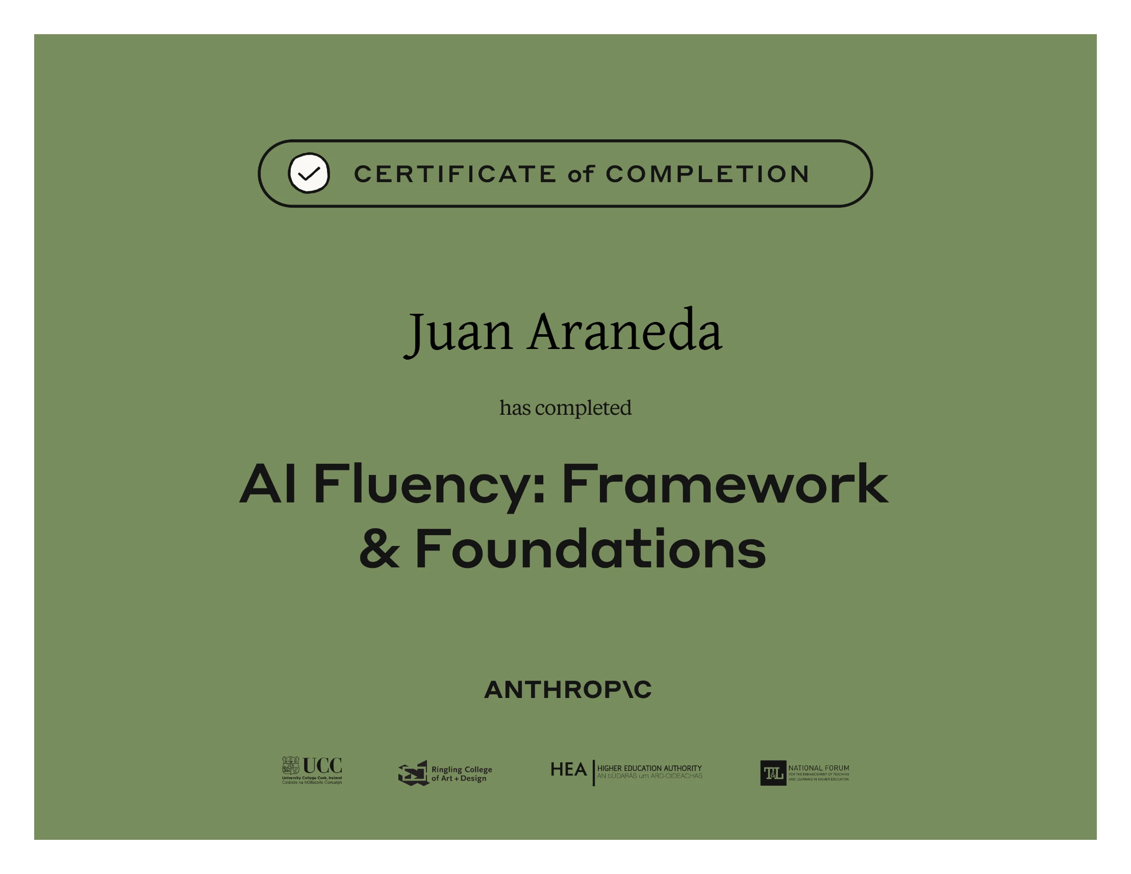 Certificado de Anthropic Academy: AI Fluency: Framework & Foundations